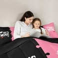 thumbnail image 5 of jejeloiu Mr And Mrs Queen Comforter Set,Couple Gifts Bedding Sets,Pink Black Bedding Comforter Set For Men Women,Super Cozy Room Decor Reversible,3pcs, 5 of 8
