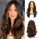 thumbnail image 1 of Brown big wavy long curly hair, 26 inches, chemical fiber high temperature wire wig headgear for ladies, 1 of 5