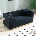 thumbnail image 2 of Modern Velvet Upholstered Sofa, 2 Seater Tufted Couch Loveseat with 2 Pillows and Nailhead Trims for Living Room Apartment Office, 2 of 9
