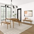 thumbnail image 4 of Plank+Beam 72" Mid-century Modern Solid Wood Dining Table Set with 2 Benches, Pecan, 4 of 6