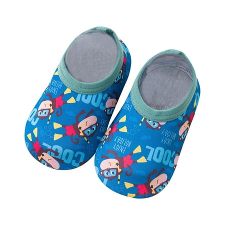 

Odeerbi Clearance Toddler Girls Boys Non-slip Socks Breathable Indoor Socks Kids Cartoon Print Dark Blue