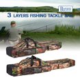 thumbnail image 1 of Blusea 150cm Tree Camo 3-Tier Collapsible Fishing Gear Bag with 3 Main Compartments, 2 Front Pockets & Mesh Pocket - Roomy 600D Fabric Tackle Storage for Rods, Reels & Accessories (2.7lb), 1 of 6