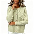 thumbnail image 4 of Bnwani Womens Plus Size Sweaters 3D Floral Embroidered Cardigan Sweater Casual Sweater Coat for Autumn Winter Daily Wear Green L, 4 of 5