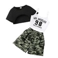 thumbnail image 2 of Tiijoy Big Girls Outfits Short Sleeve Crop Top Camisole Camo Cargo Shorts 3Pcs Set, Sizes 9-10, 2 of 8