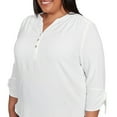thumbnail image 4 of Alfred Dunner Womens Plus-Size Tie Sleeve Crinkle Textured Henley Top, 4 of 4