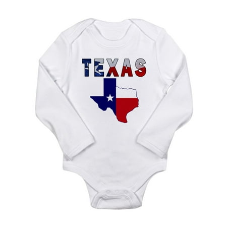 

CafePress - Flag Map With Texas - Long Sleeve Infant Bodysuit