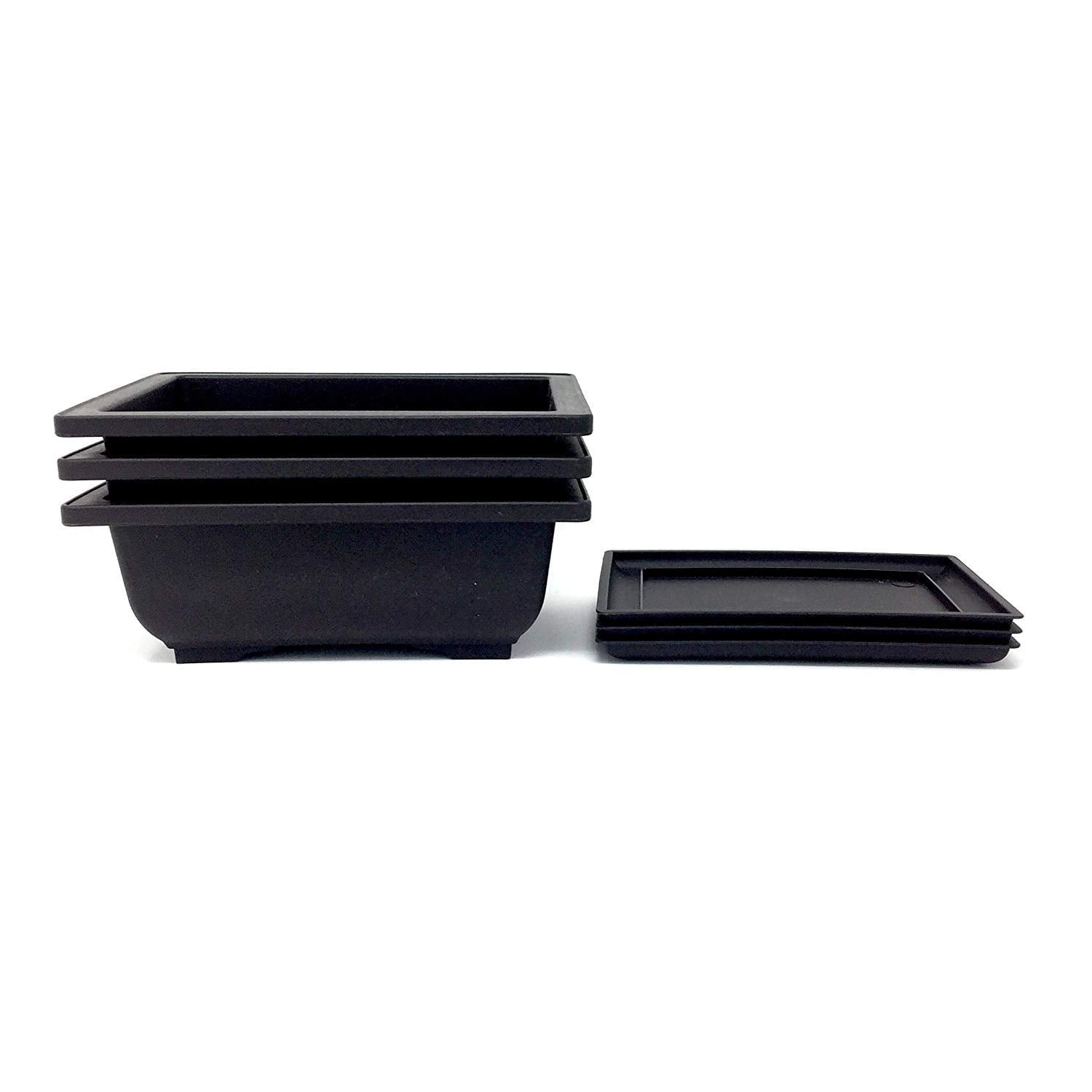 3 Pack, Bonsai Pots, Bonsai Tree Pots with Trays - Built in Mesh, Six Inch Large Planters Durable Shatter Proof Poly-Resin by C Crystal Lemon
