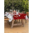 thumbnail image 2 of Outdoor Tablecloth with Umbrella Hole and Zipper, Red Snowman Christmas Rectangle Table Cloth 60x120 Inch Waterproof Tablecloth, Xmas Snowflake Winter Ball Picnic Table Cover for Patio Camping, 2 of 7