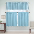 thumbnail image 5 of Dark Blue Curtain Valances Set Solid Color Kitchen Curtains 24&nbsp;inch Length Rod Pocket Valance and Tiers 3 Piece Set Small Bedroom Bathroom Laundry Decor, 5 of 9