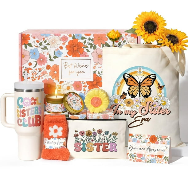 Cesta de regalo Partylamb Christmas para hermana con vaso, 1 litro