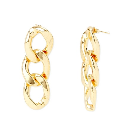 Scoop Womens 14K Gold Flash-Plated Chain-Link Dangle Earrings