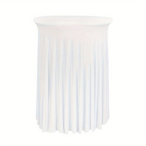 Cocktail Round Stretch polyester Table Cover Table Skirt High Top Tablecloth (30" - 31" Dia x 43", White Skirt)