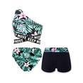 thumbnail image 2 of Yruioon Kids Girls Swimsuit 3 Piece Tankini Set Hawaii One Shoulder Bathing Suit Cute Print Swimwear Lily 14, 2 of 7