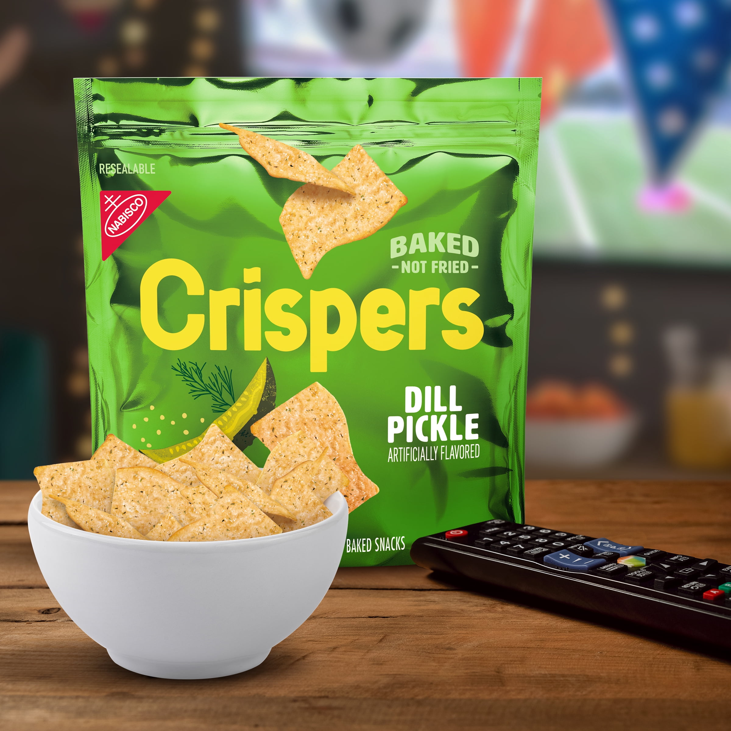 Crispers Dill Pickle Flavor Baked Snacks, Crunchy Snacks, 5.11 oz