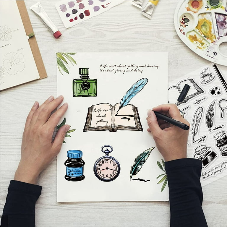 Retro Birds & Flowers Clear Stamps - Vintage Style Silicone Stamps For Card Making