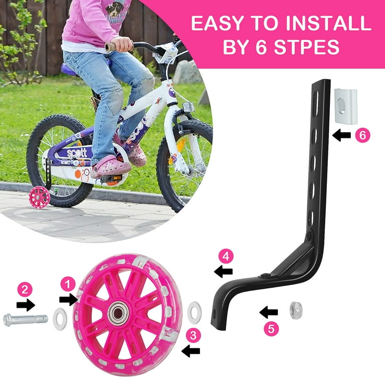 Huryfox Heavy Duty Bike Stabilizer Adjustable Training Wheels for 12 20 inch Bikes 1 Pair Pink Walmart
