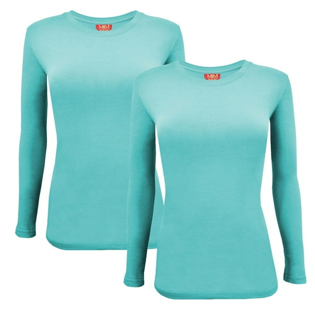 M&M SCRUBS Women's Underscrub Tee Crew Neck Long Sleeve TShirt Pack of 2