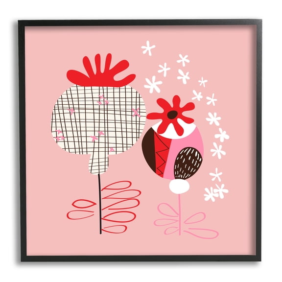 Stupell Industries Pink Seed Pods Botanical & Floral Painting Black Framed Art Print Wall Art, 12 x 12