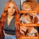thumbnail image 2 of Peluca PIOGH, color naranja jengibre, 71 cm, cabello humano ondulado, 180% de densidad, 2 of 7