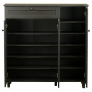 Baxton Studio Pocillo 3 Door Shoe Cabinet in Dark Brown