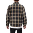 thumbnail image 2 of Men’s Full Zip Plaid Flannel Cotton Blend Lined Long Sleeve Jacket (Olive/Navy, XL), 2 of 3