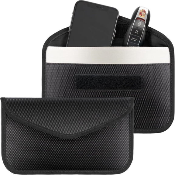 2 Pack Faraday Bags for Phone and Car Keys, Signal Blocking Key Pouch, Anti Theft Car Protection, Cell Phone Keyless Entry Fob Signal Blocking Pouch