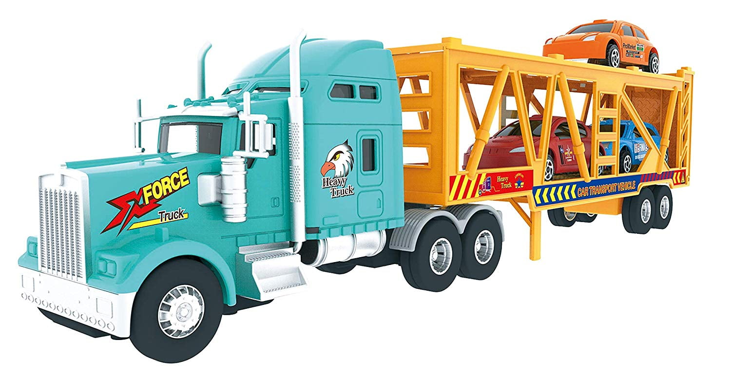 Big Daddy Big Rig Heavy Duty Tractor Trailer Car Transport Toy Truck with 3 Cars 