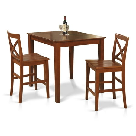 East West Furniture Pub 3 Piece High Cross Dining Table