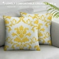 thumbnail image 3 of ONETECH  Retro Throw Pillow Cushion Case Trellis Grid Medieval Floral Damask Mandala Flower Ornament in Modern Monochrome, Modern Accent Double-Sided Digital Printing,Earth Yellow, 3 of 5