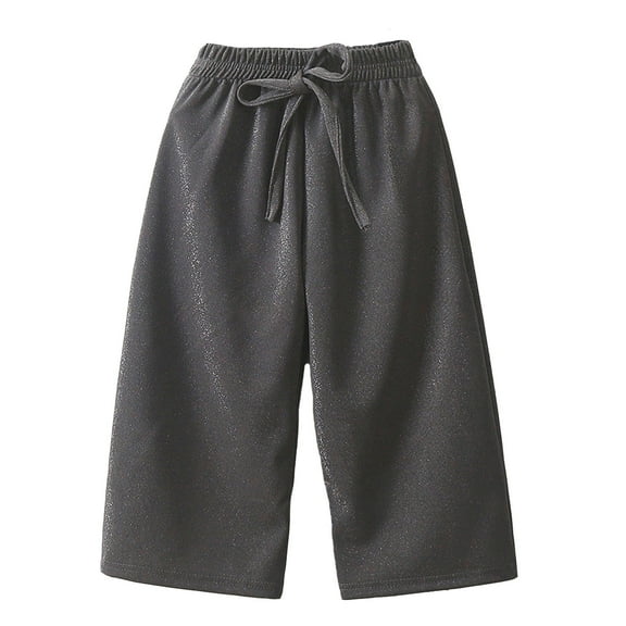 AWZXDE Children Pants for Smaller Kids Fashion Casual Wide Leg, Versatile Girls Pure Color Leisure Long Trousers Grey，4-5 Years