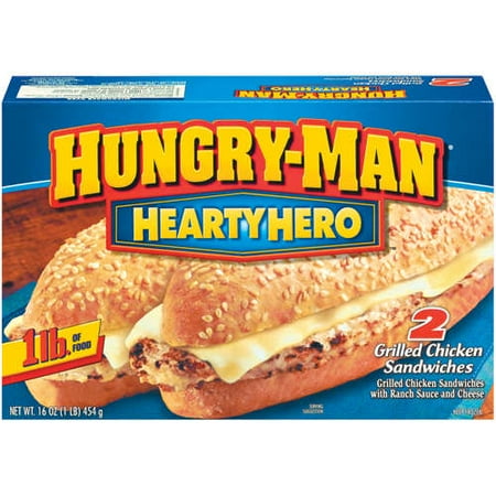 Hungry-Man: Grilled Chicken Sandwiches 2 Ct Hearty Hero, 16 oz
