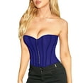 thumbnail image 1 of B91xZ Women's Chest Wrapping Dressing Fish Bone Top Adjustable Lacing Fashion Plus Size,Blue L, 1 of 5