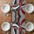 thumbnail image 6 of Grey Geometric Table Runner - 72 Inch Long, Kitchen Dining Table Runner Dresser Scarves, Modern Abstract Black White Red Striped Farmhouse Decor for Coffee Tables Wedding Party Banquet, 6 of 8