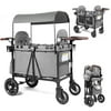 AILEEKISS Stroller Wagon for 2 Toddlers with Canopy, All-Terrain Baby Wagon Stroller,55 Pounds, Grey