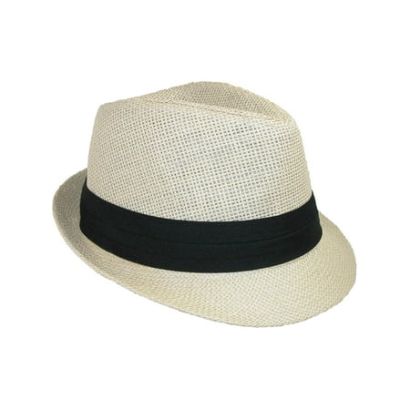 Easter Parade Hat - Size one size Kid's Straw Pleated Band Easter Fedora Hat