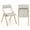 Grey/Natural, variant on Costway Folding Dining Chair Set of 2 Wooden Upholstered Modern Linen Fabric Padded Seat