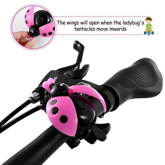 PAMINGONO 1Pack Pink Ladybug Bike Bell for Mountain Biking Accessories with Crisp Sound