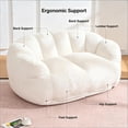 thumbnail image 3 of QuzyAor 59" Bean Bag Chair for Adults, Faux Fur 2 Seater Loveseat Floor Sofa, Ultra Soft Fluffy Memory Foam Couch for Living Room Bedroom, Beige, 3 of 10