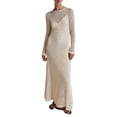 thumbnail image 2 of Coduop Women Long Sleeve Knitted Dress See-through Long Party Dress for Beach Club Streetwear, 2 of 9
