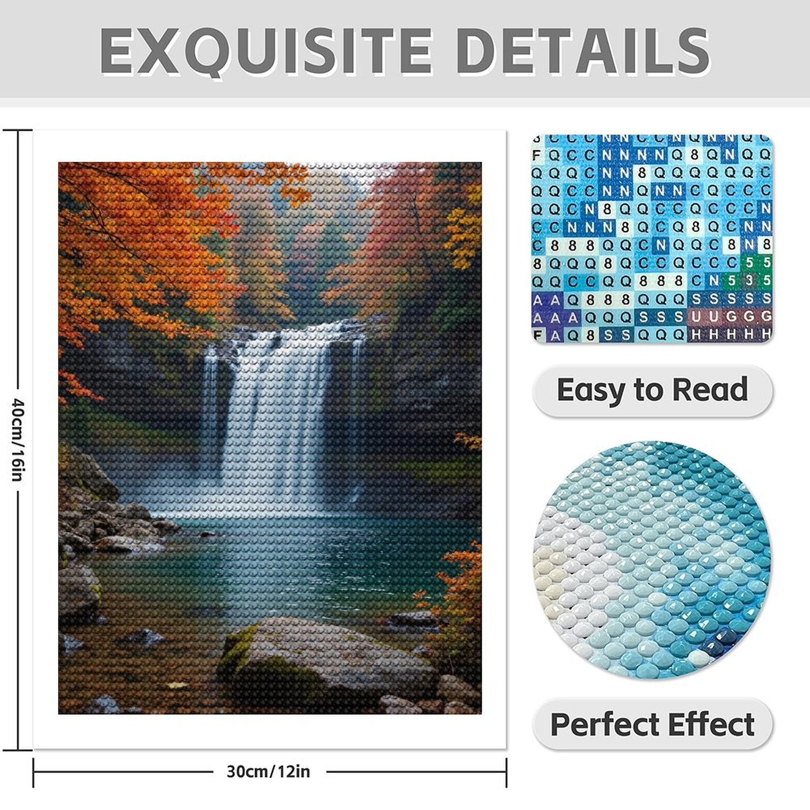 Diamond Art Kits for Adults - 5d Autumn Waterfall Scenic Beauty Diamond Painting for Adults, Diamond Art for Adults Beginners, Diamond Painting Kits for Adults for Home Wall Decor