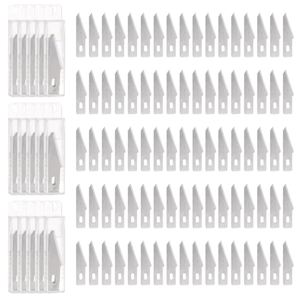 Hojas de cuchillo Exacto de acero de manganeso Uxcell, recambios de cuchillo de hobby, 1.63 pulgadas, 150 piezas
