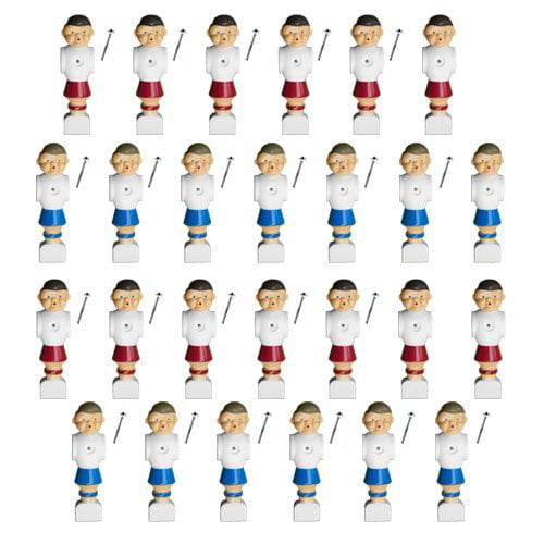 Set of 6 Red and Blue Brybelly Old-Style Foosball Men with Hardware 