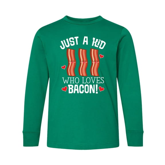 Inktastic Just a Kid Who Loves Bacon Long Sleeve Youth T-Shirt