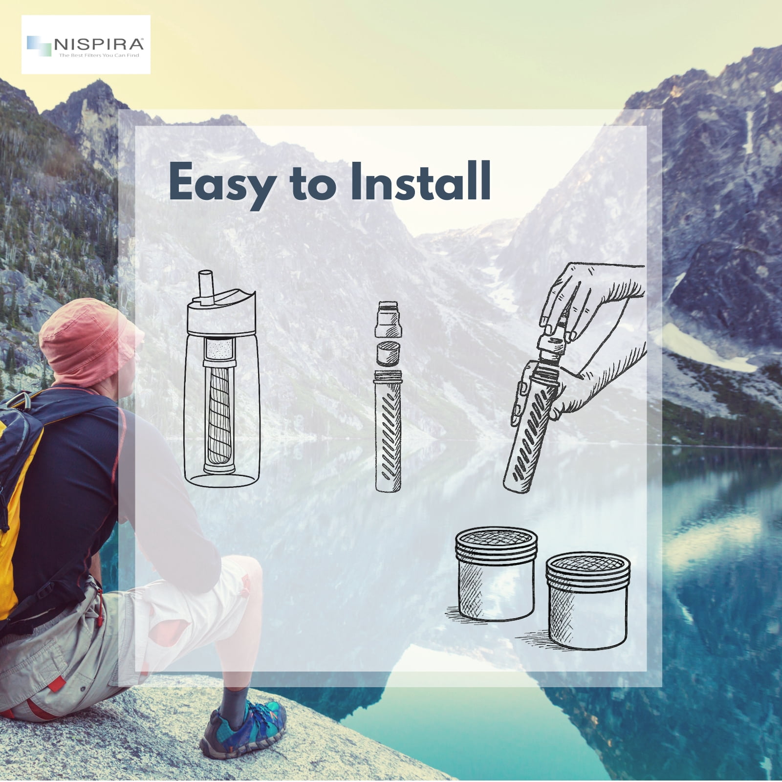 Nispira Carbon Water Filter Replacement Compatible with Lifestraw Stell Universal Go2 Play Water Bottle, 8 Pcs