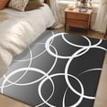 thumbnail image 5 of 2.7x5 Washable Area Rug, Modern Abstract Non-Slip Rectangle Rug for Bedroom Bedside, Geometric Retro White Grey Stripe Line Swirl Indoor Floor Mat for Home Decor, 5 of 9