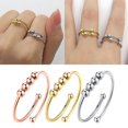 thumbnail image 2 of Stainless Steel Double Layer Rotatable Round Bead Ring Anxiety Relief Open Ring, 2 of 5