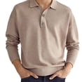 thumbnail image 4 of Top informal para hombre, cuello vuelto, botón frontal, manga larga, transpirable, Top de ajuste informal para hombre para otoño, 4 of 6