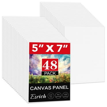 DIY.STORE 5x7IN Small Canvases for Painting, 48 Pack Mini Canvas Boards Cotton Painting Canvas Primed Acid Free Mini Blank Canvas Panels for Oil Paint, Watercolor, Acrylic Paint, Gouache&Tempera