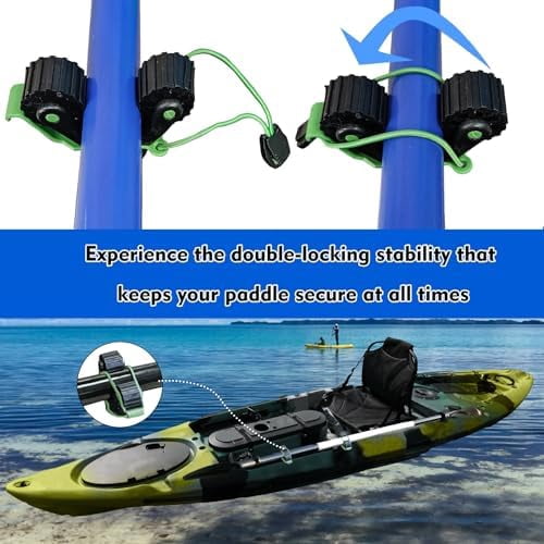 1005 2 PCS Kayak Paddle Holder Track Mount Accessories, Compact Space-Saving Rail Rack with Rubber Rollers, Tool-Free Install & Quick Remove, Compatible with Most Kayak Tracks