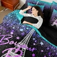 thumbnail image 5 of Manfei Romantic Eiffel Tower Twin Bedding Sets 7-Piece for Teens, Cyan Purple Stars Galaxy Bedding Comforter Set, Modern Fashion Reversible Sheet Sets, Ultra Soft Bedroom Decor, 5 of 8